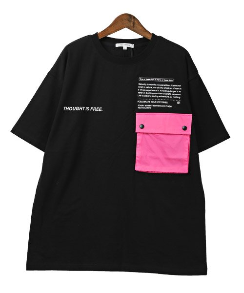LUXSTYLE(ラグスタイル)/配色ポケット半袖Tシャツ/Tシャツ メンズ 半袖 ビッグシルエット ポケット ロゴ プリント/img12