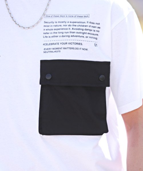 LUXSTYLE(ラグスタイル)/配色ポケット半袖Tシャツ/Tシャツ メンズ 半袖 ビッグシルエット ポケット ロゴ プリント/img14