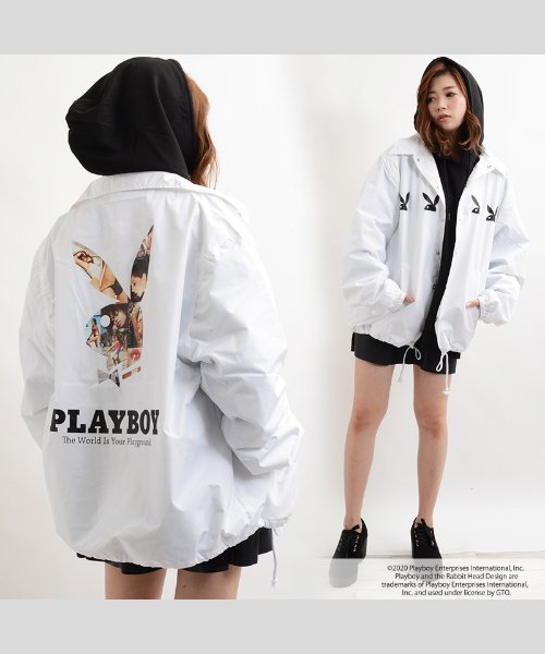 1111clothing(ワンフォークロージング)/コーチジャケット メンズ プレイボーイ PLAYBOY レディース ジャケット ブルゾン アウター 長袖 ビッグシルエット コーチジャケット ゆったり 大きい /img15