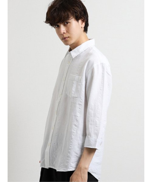 semanticdesign(セマンティックデザイン)/フレンチリネン混レギュラーカラー半端袖シャツ/img01