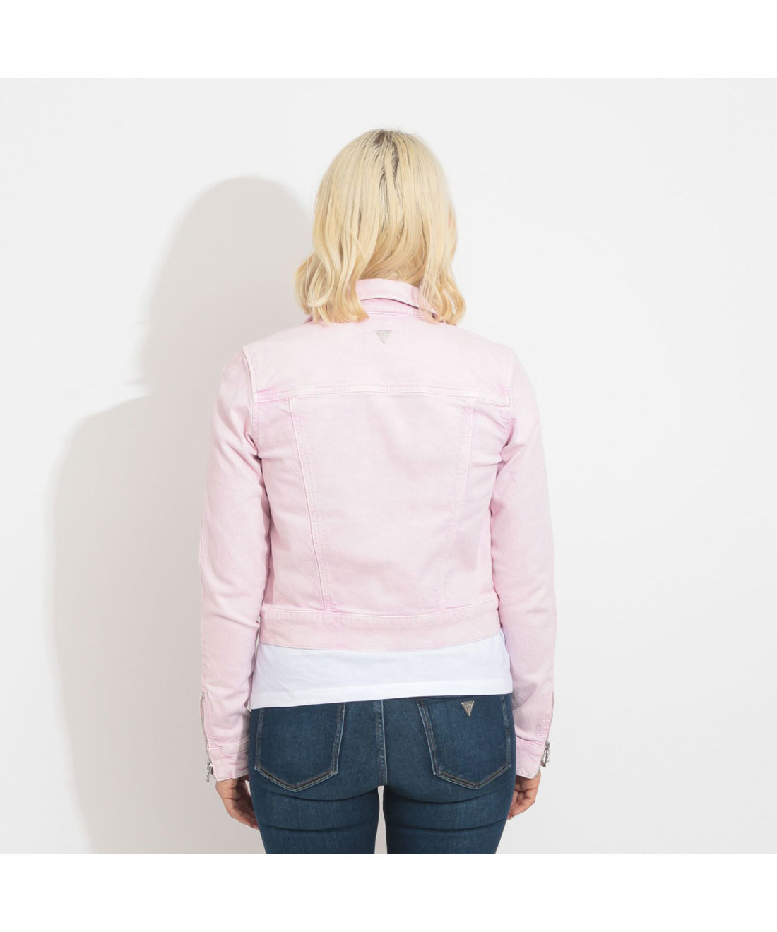 guess pink denim jacket