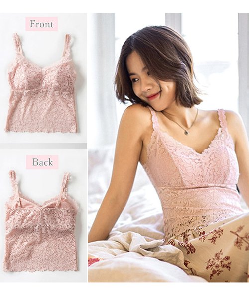 セール 総レース キャミソール カップ付き おしゃれ パッド付き キャミソール ベアトップ インナー チューブトップ レース ミニミニストア Miniministore Magaseek