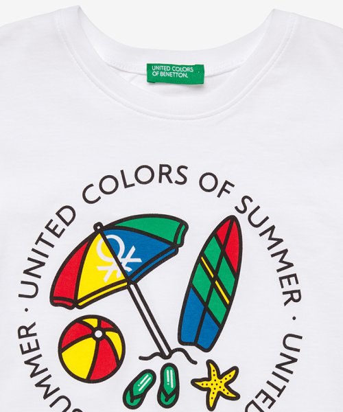 BENETTON (UNITED COLORS OF BENETTON GIRLS)(ユナイテッド　カラーズ　オブ　ベネトン　ガールズ)/ショート丈ロゴプリントTシャツ・カットソー/img02