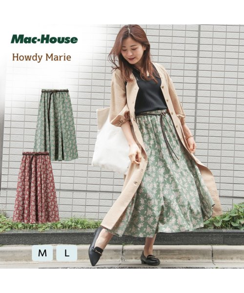 MAC HOUSE(women)(マックハウス（レディース）)/HowdyMarie ハウディマリー ベルト付き花柄フレアスカート GL－1230313/img01