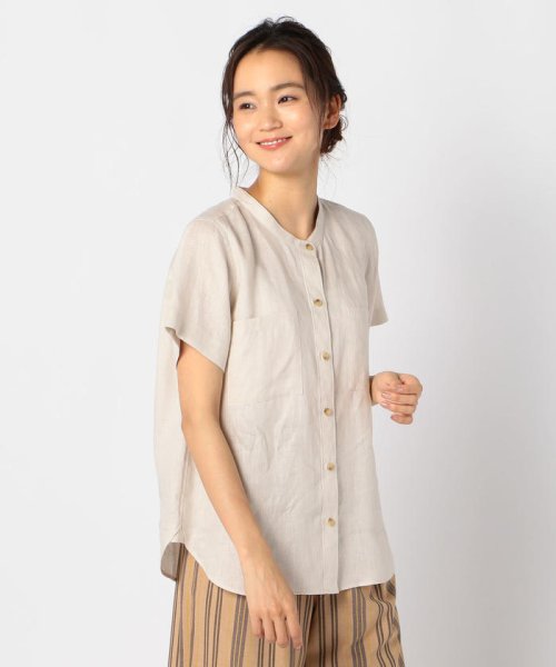 FREDY REPIT(フレディレピ)/リネンバンドカラー胸ポケ半袖シャツ/img02