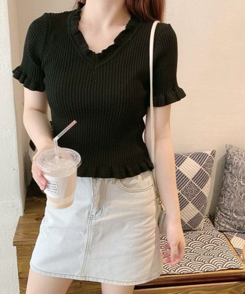 セール Vネックtシャツ カットソー レディース 小さめ かわいい ニットシャツ フィット セイヘイショップ Seiheishop Magaseek