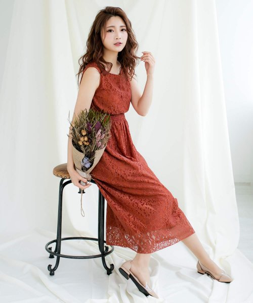 セール 花柄レースノースリーブマキシワンピース レディース ワンピース レース ロング 新色追加 ジュリアブティック Julia Boutique Magaseek