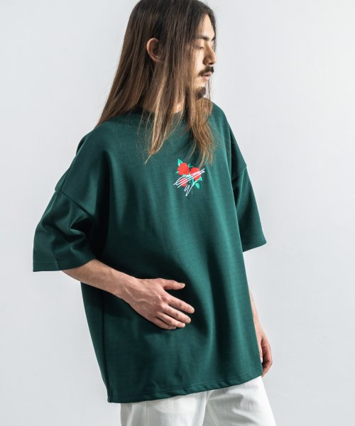 Rocky Monroe(ロッキーモンロー)/Tシャツ メンズ レディース 半袖 ビッグシルエット 白 刺繍 バラ ポンチ カジュアル ルーズ リラックス ゆったり 9528/img09