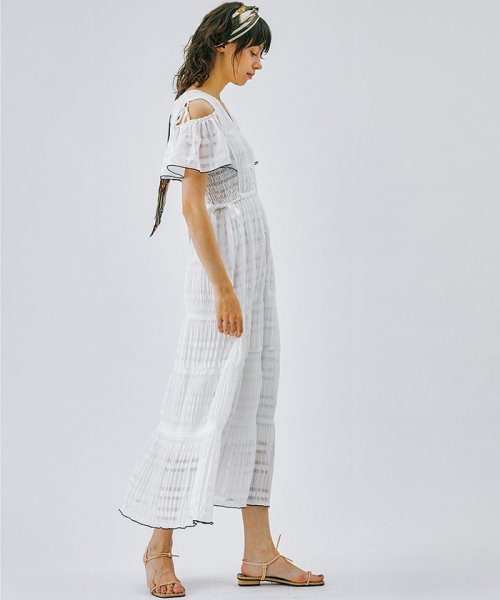 セール シャドーチェックオープンショルダーワンピース ランバンオンブルー Lanvin En Bleu Magaseek