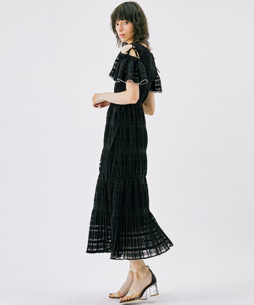 セール シャドーチェックオープンショルダーワンピース ランバンオンブルー Lanvin En Bleu Magaseek