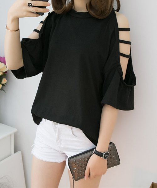 セール Tシャツレディース カットソー 大きいサイズ 伸縮性 春服 夏服 肩出し シースルー ショッピングゴー Shoppinggo Magaseek
