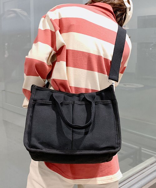 セール トートバッグ レディース メンズ キャンバス 帆布 大容量 無地 2way 肩掛け ファスナー 斜めがけ 通勤 通学 大人 マザーズバッグ おしゃれ ショッピングゴー Shoppinggo Magaseek