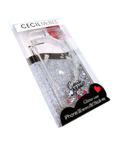 CECIL McBEE(セシルマクビー)/iphone iPhoneSE第2世代 iPhone8/7/6s/6 セシルマクビー CECILMcBEE ダイカットプレート入りグリッターケース SILVER/img08