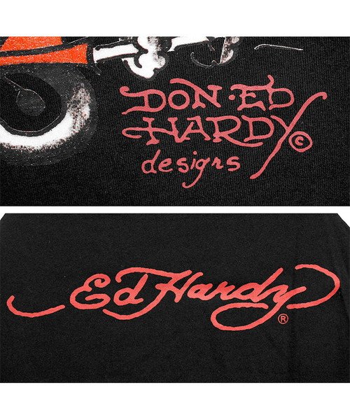 Ed Hardy エドハーディー 半袖 Tシャツ メンズ 大きいサイズ デザイン プリント ラグラン クルーネック カットソー 黒 白 おおきいサイズ 半袖t ワンカラーズ One Colors Magaseek