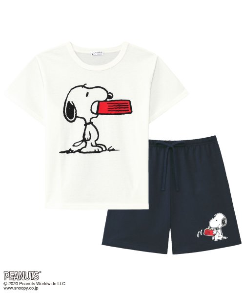 セール 部屋着 セットアップ Peanuts スヌーピー グラフィック Tシャツ 上下セット ルームウェア パジャマ セット レディース 春夏 部屋着 キャラクター エメフィール Aimerfeel Magaseek