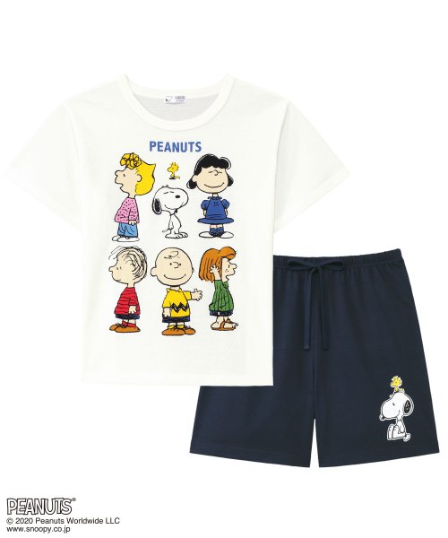 部屋着 セットアップ Peanuts スヌーピー グラフィック Tシャツ 上下セット ルームウェア パジャマ セット レディース 春夏 部屋着 キャラクター エメフィール Aimerfeel Magaseek