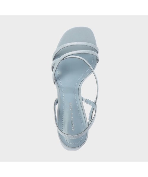 ストラッピー シリンドリカルヒールサンダル Strappy Cylindrical Heel Sandals Light Blue チャールズ アンド キース Charles Keith Magaseek