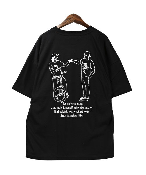 LUXSTYLE(ラグスタイル)/手描き風プリント半袖Tシャツ/Tシャツ メンズ 半袖 ビッグシルエット プリント イラスト ロゴ/img14