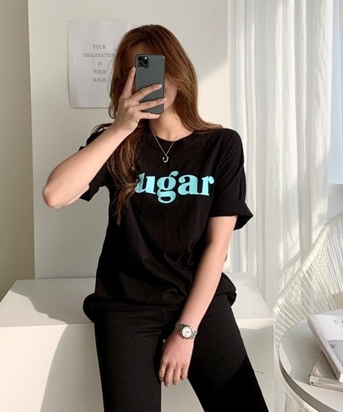 NANING9(ナンニング)/NANING9(ナンニング)Sugar半袖Tシャツ Tシャツ 半袖 ロゴ トップス ゆったり レディース オーバーサイズ/img04