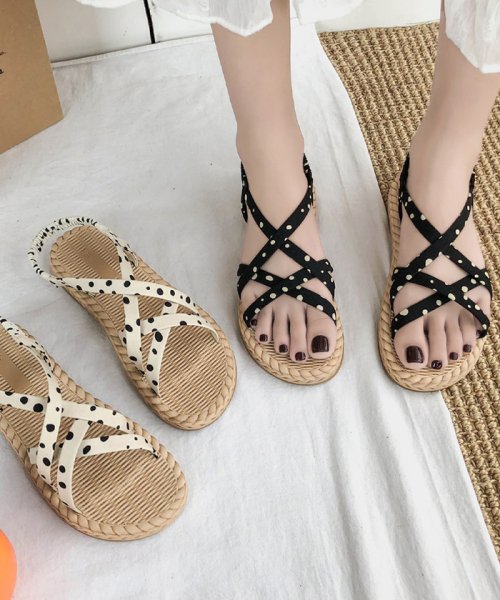 サンダル レディース フリルサンダル ミュール フラットサンダル ぺたんこ 疲れない ミニミニストア Miniministore Magaseek