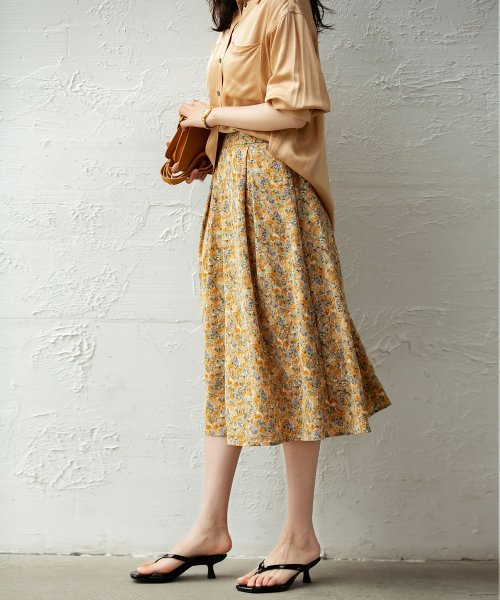セール ミモレ丈花柄スカート セゾン ド パピヨン Saison De Papillon Magaseek