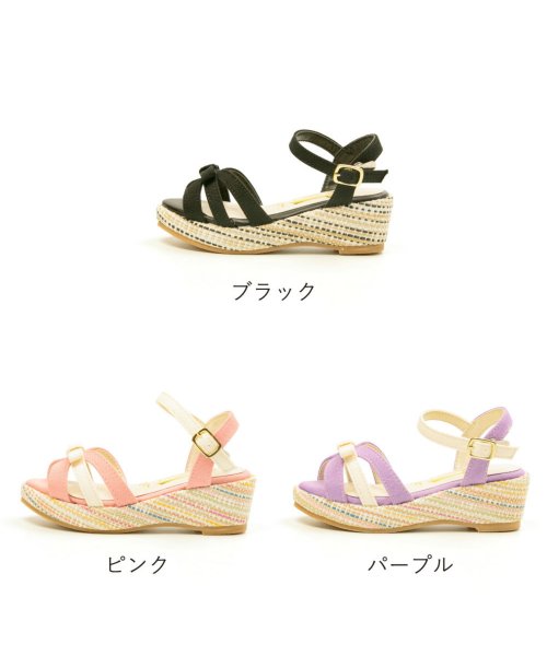 FOOT PLACE(フットプレイス)/キッズ サンダル ローヒール シンプル リボン キッズ おしゃれ ウエッジ 女の子 ストラップ イエローパンプキン TS－JN10/img02