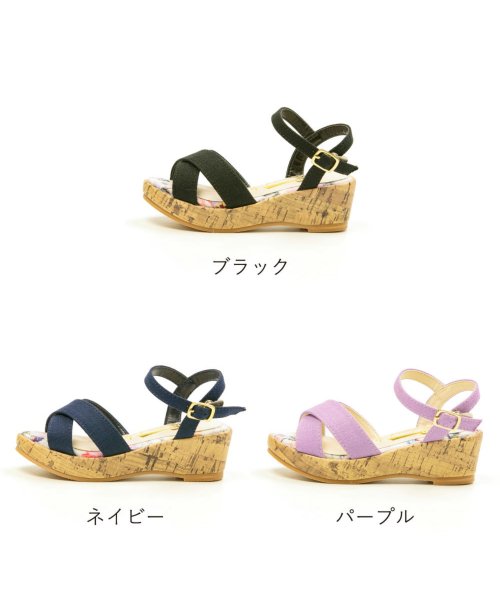 FOOT PLACE(フットプレイス)/クロスベルト キッズサンダル ローヒール シンプル キッズ おしゃれ ウエッジ 女の子 ストラップ イエローパンプキン TS－JN9/img02