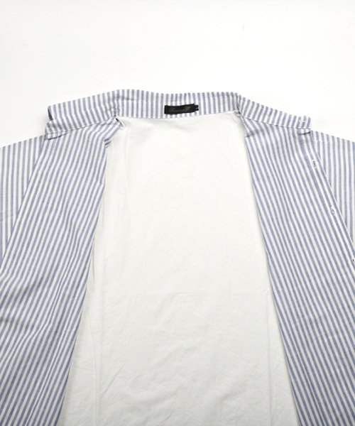 LUXSTYLE(ラグスタイル)/ストライプ＆無地切替ビッグシャツ/シャツ メンズ 半袖 5分袖 ビッグシルエット ユニセックス/img16