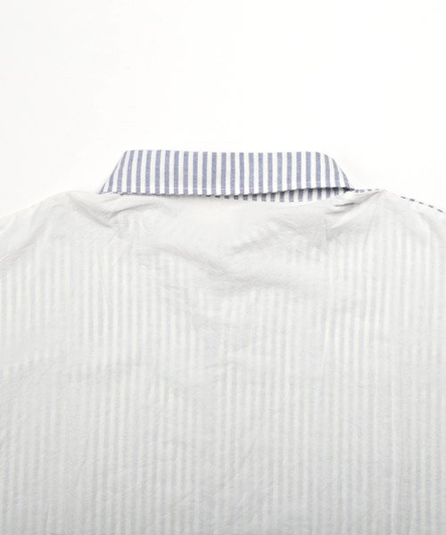 LUXSTYLE(ラグスタイル)/ストライプ＆無地切替ビッグシャツ/シャツ メンズ 半袖 5分袖 ビッグシルエット ユニセックス/img17