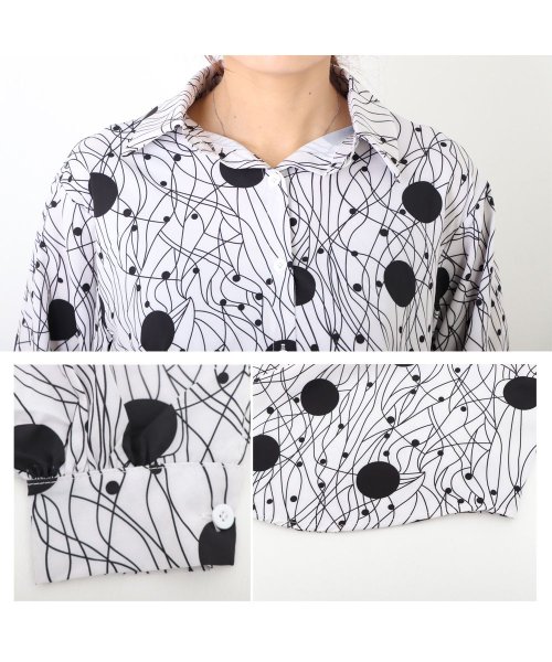 セール ブラウス 柄シャツ レトロ レディース おしゃれ 幾何学プリント 長袖 トップス 夏春秋 オフィス シフォンブラウス ゆったり ミニミニストア Miniministore Magaseek