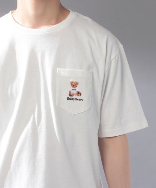 STYLEBLOCK(スタイルブロック)/テディベア刺繍ポケット付き半袖Tシャツカットソー/img03
