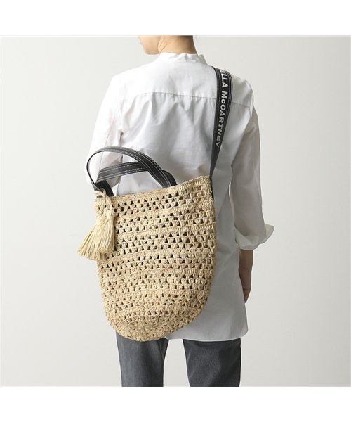 極美品 ステラマッカートニー かごバッグ ラフィア×レザー 貧しい 2way 