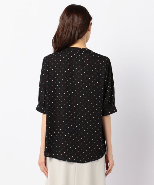 セール ミニドットスクエアープリント半袖フリルブラウス ナラカミーチェ Nara Camicie Magaseek