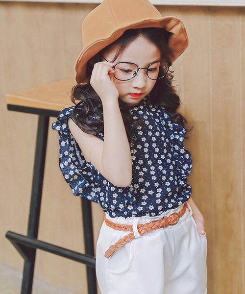 セール セットアップ 子供服 短パンツズボン 子供服 女の子 ノースリーブ トップス 花柄 ジュニア服 上下セット 通学着 夏 ミニミニストア Miniministore Magaseek