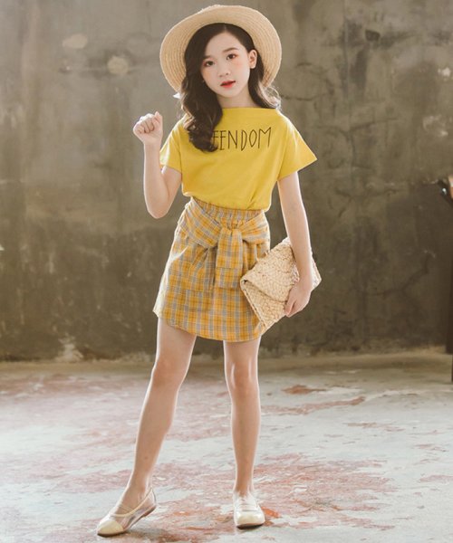 セール 30 Off キッズ セットアップ 女の子 半袖 トップス スカート 上下セット 子供服 可愛い ミニチェック柄スカート春夏 新作 キッズ ミニミニストア Miniministore Magaseek