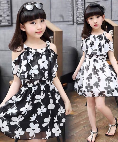 セール シフォンワンピース 女の子 ドレス 花柄 キャミワンピース 春夏 サマー 子供服 ジュニア ギッズ服 お出かけ 砂浜スカート ミニミニストア Miniministore Magaseek