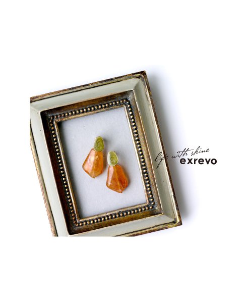 exrevo(エクレボ)/ピアス ストーン 石 金属アレルギー 樹脂 クリア 天然石風 琥珀 オレンジ ガーネット 赤/img08