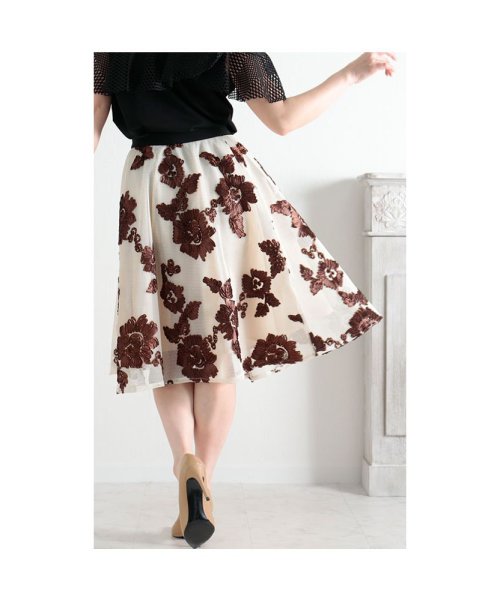 Sawa a la mode(サワアラモード)/リボン刺繍の花模様フレアAラインスカート/img18