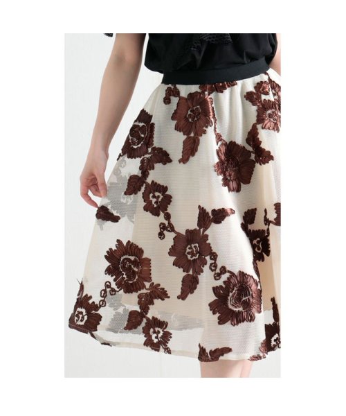 Sawa a la mode(サワアラモード)/リボン刺繍の花模様フレアAラインスカート/img20