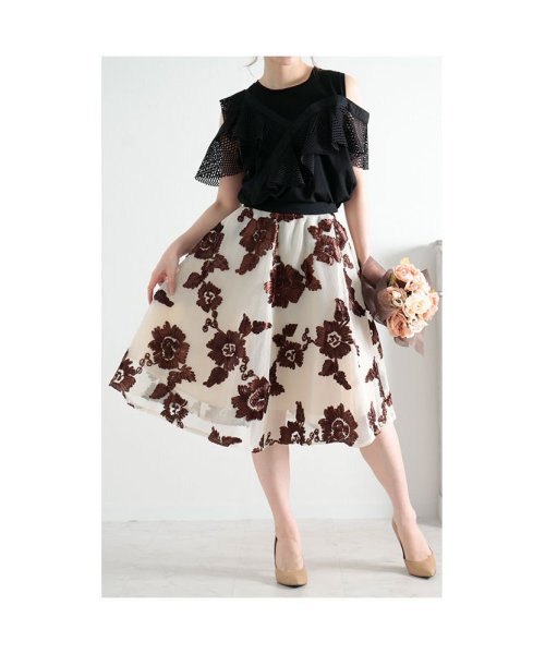 Sawa a la mode(サワアラモード)/リボン刺繍の花模様フレアAラインスカート/img21