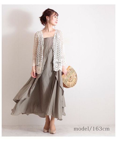 Sawa a la mode(サワアラモード)/スカラップ裾の透かし編みカーディガン/img01