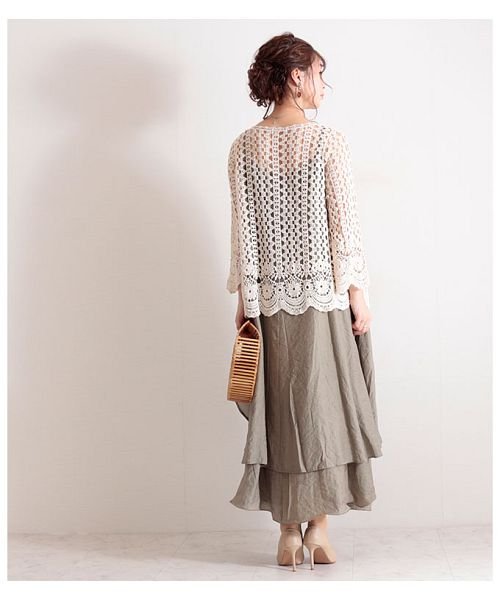 Sawa a la mode(サワアラモード)/スカラップ裾の透かし編みカーディガン/img05
