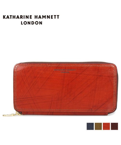 KATHARINE HAMNETT(キャサリン ハムネット)/キャサリンハムネット ロンドン KATHARINE HAMNETT LONDON 財布 長財布 メンズ ラウンドファスナー WALLET ネイビー オリーブ ブ/img02