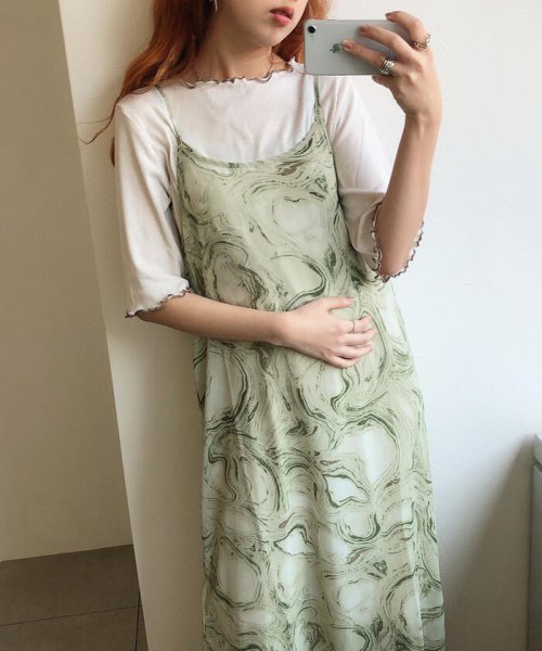 セール マーブルエアリーワンピース メローカットソーセット アンレリッシュ Unrelish Magaseek