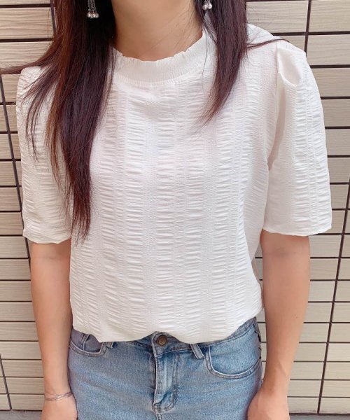 セール ブラウストップス 白 半袖 薄手 無地 Tシャツ レディース 半袖トップス 半袖カットソー おしゃれ 通勤 大人可愛い カジュアル ショッピングゴー Shoppinggo Magaseek