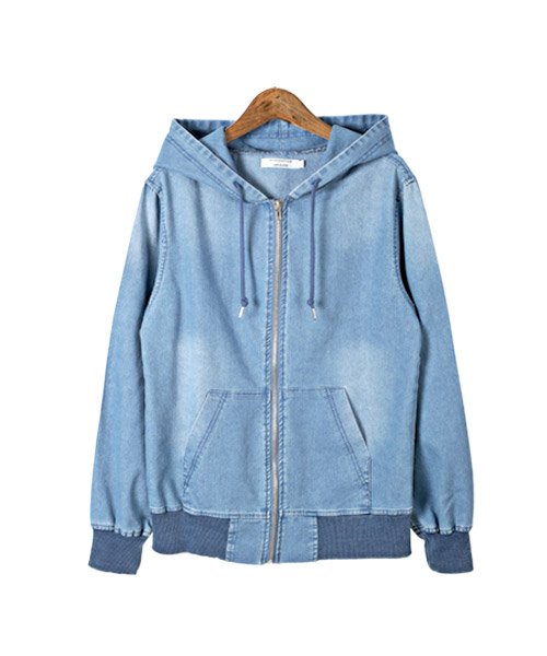 セール ライトデニムzip8分袖パーカー パーカー メンズ デニム ストレッチデニム 春夏 薄手 ライトオンス Bitter ビター系 ラグスタイル Luxstyle Magaseek