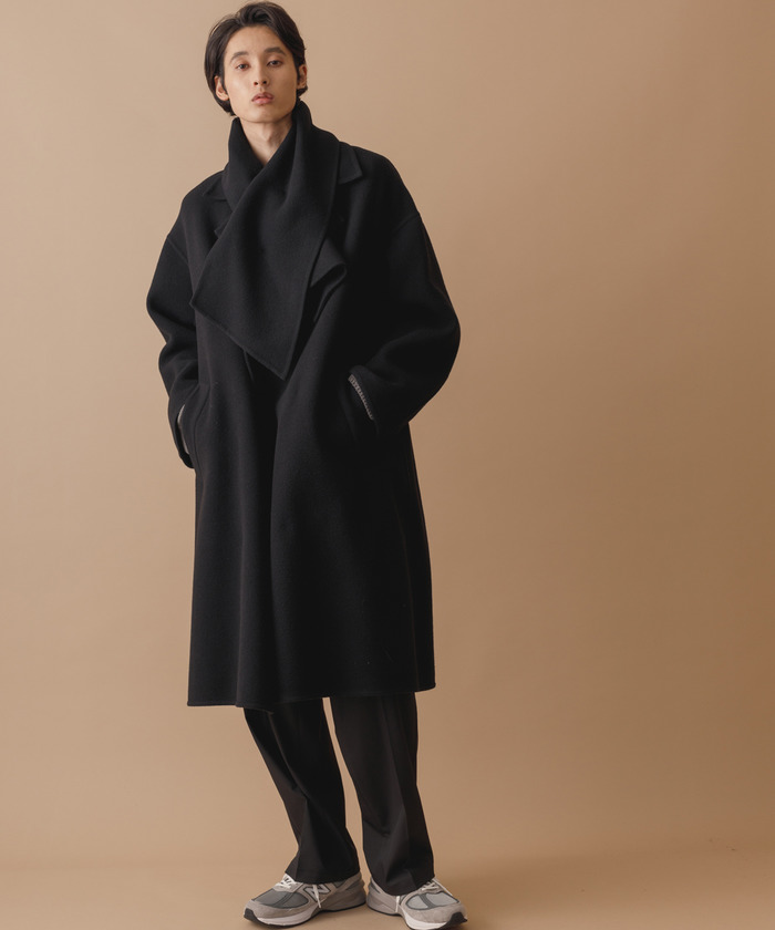 カシミアブレンドウール リバーセミダブルコート〈マフラー付き〉/UNISEX カシミアブレンドウール リバーセミダブルコート〈マフラー付き〉/UNISEX