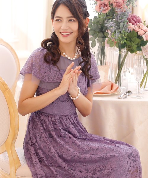 PourVous(プールヴー)/ラッフルスリーブレース ロングスカート/結婚式ワンピース 二次会・謝恩会・セレモニー大きいサイズ対応フォーマルパーティードレス/img10