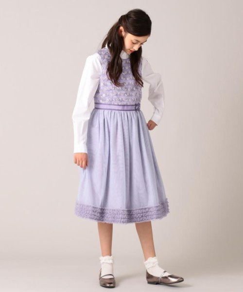 セール 150 160cm ボーダーレースドレス ワンピース 組曲kids Kumikyoku Kids Magaseek