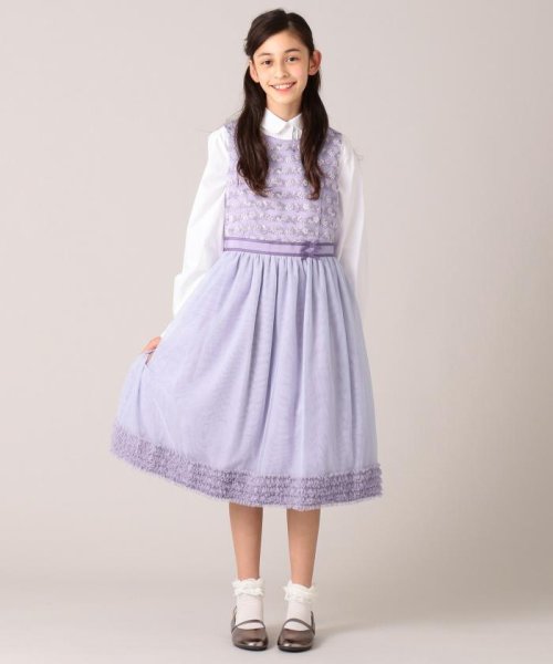 セール 150 160cm ボーダーレースドレス ワンピース 組曲kids Kumikyoku Kids Magaseek